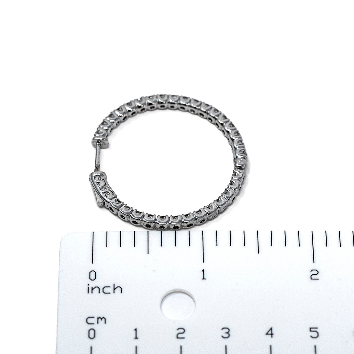 14K White Gold Diamond Inside Out Hoop Earrings