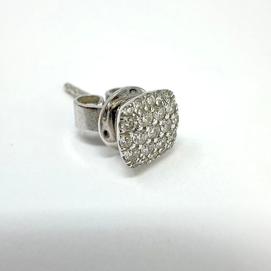 14K White Gold Stud Earrings with Pave Diamonds