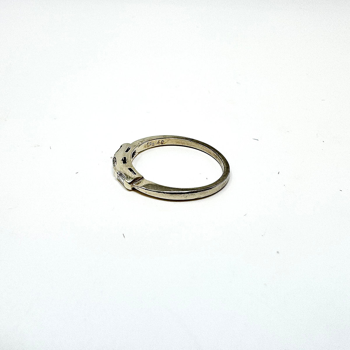 14K White Gold Band with 3 Straight Diamonds