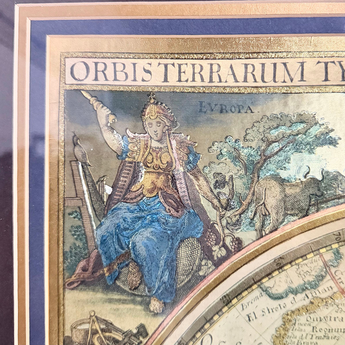 Double Hemisphere World Map Framed
