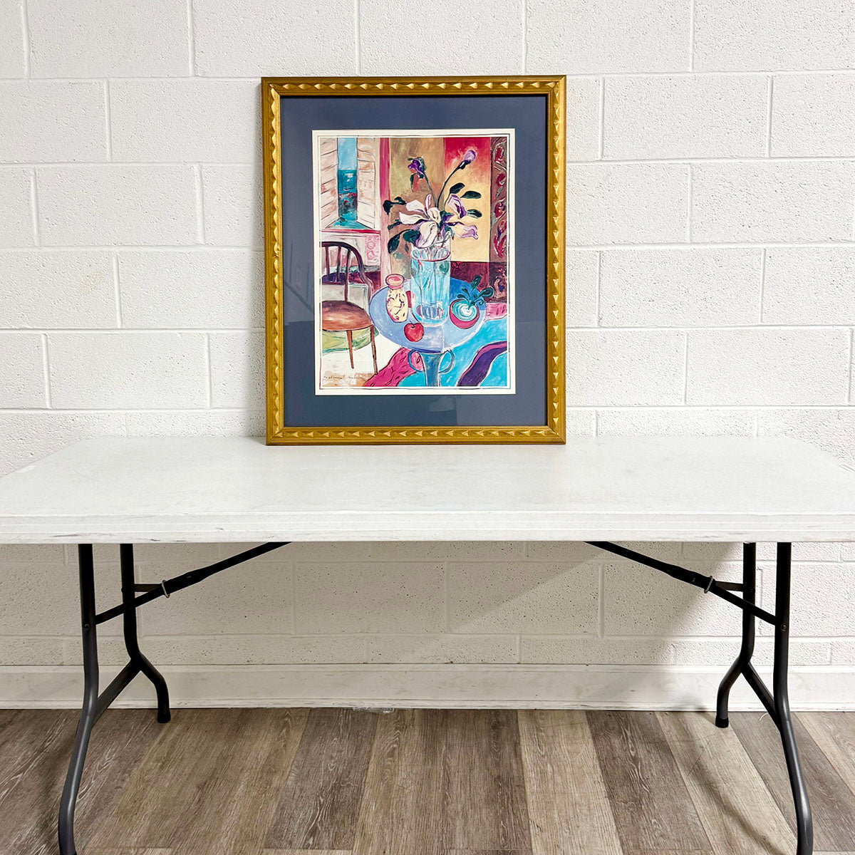 Still Life Print with Flowers & Chair