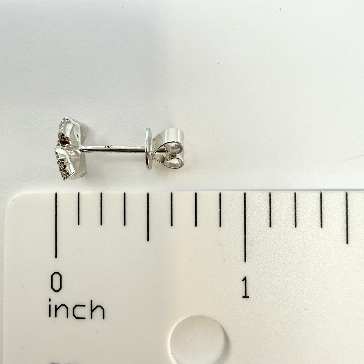 14K White Gold  Floral Pave Diamond Stud Earrings
