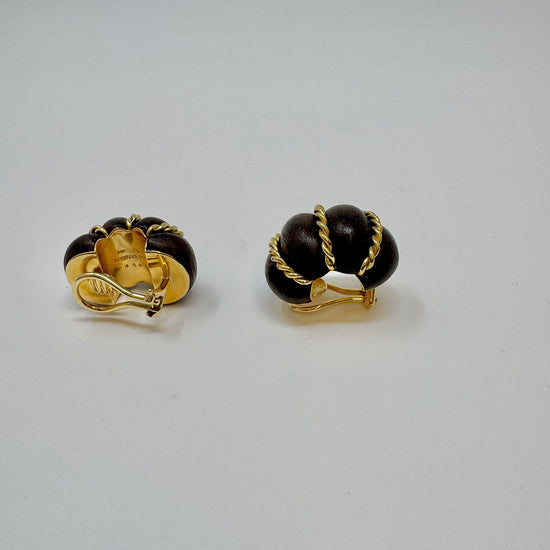 Seaman Schepps Wood and 18K Gold Shrimp Earrings
