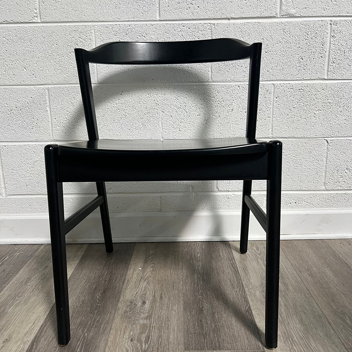 Set Of 4 Black Wood Dining Chairs