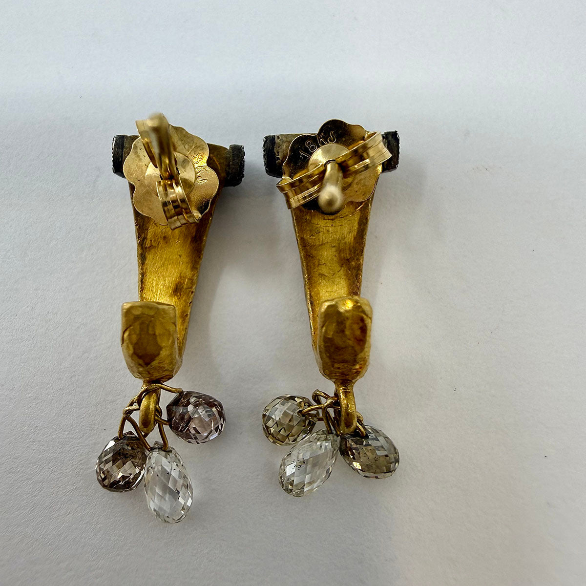 24K Matte Gold Diamond Huggie Earrings