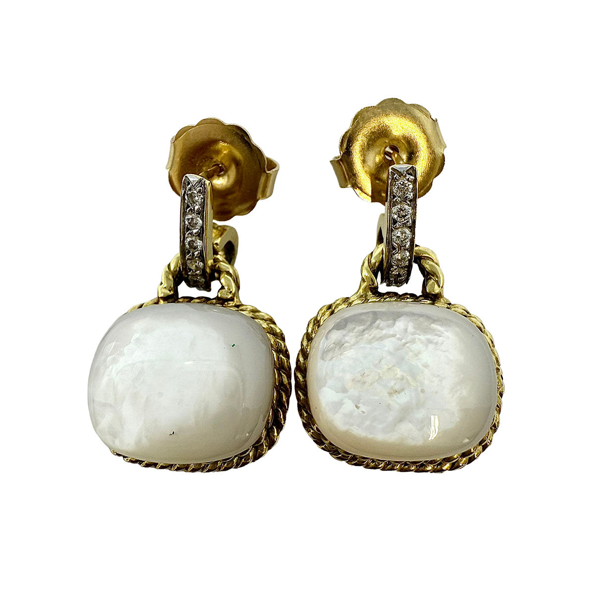 Cassis 18K White Gold Mother of Pearl Drop Earrings with Diamonds