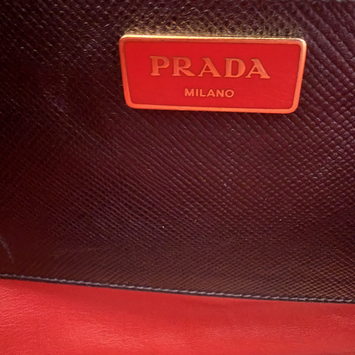 Prada Double Handle Tote with Red Strap