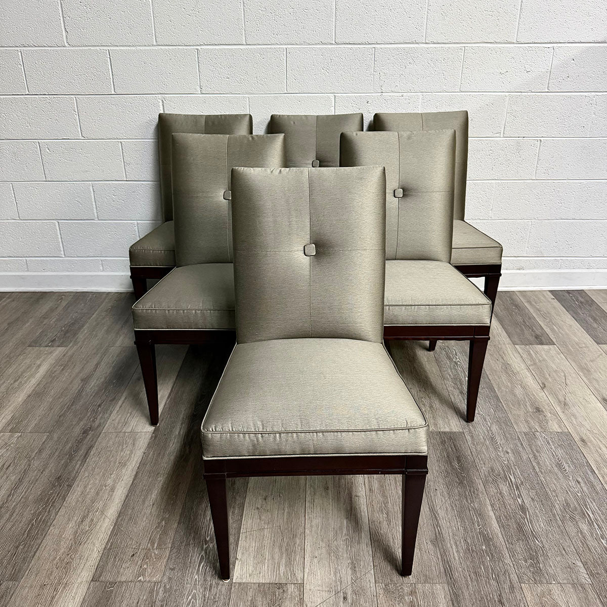 Set of 6 Interior Crafts Silk Upholstered Dining Chairs