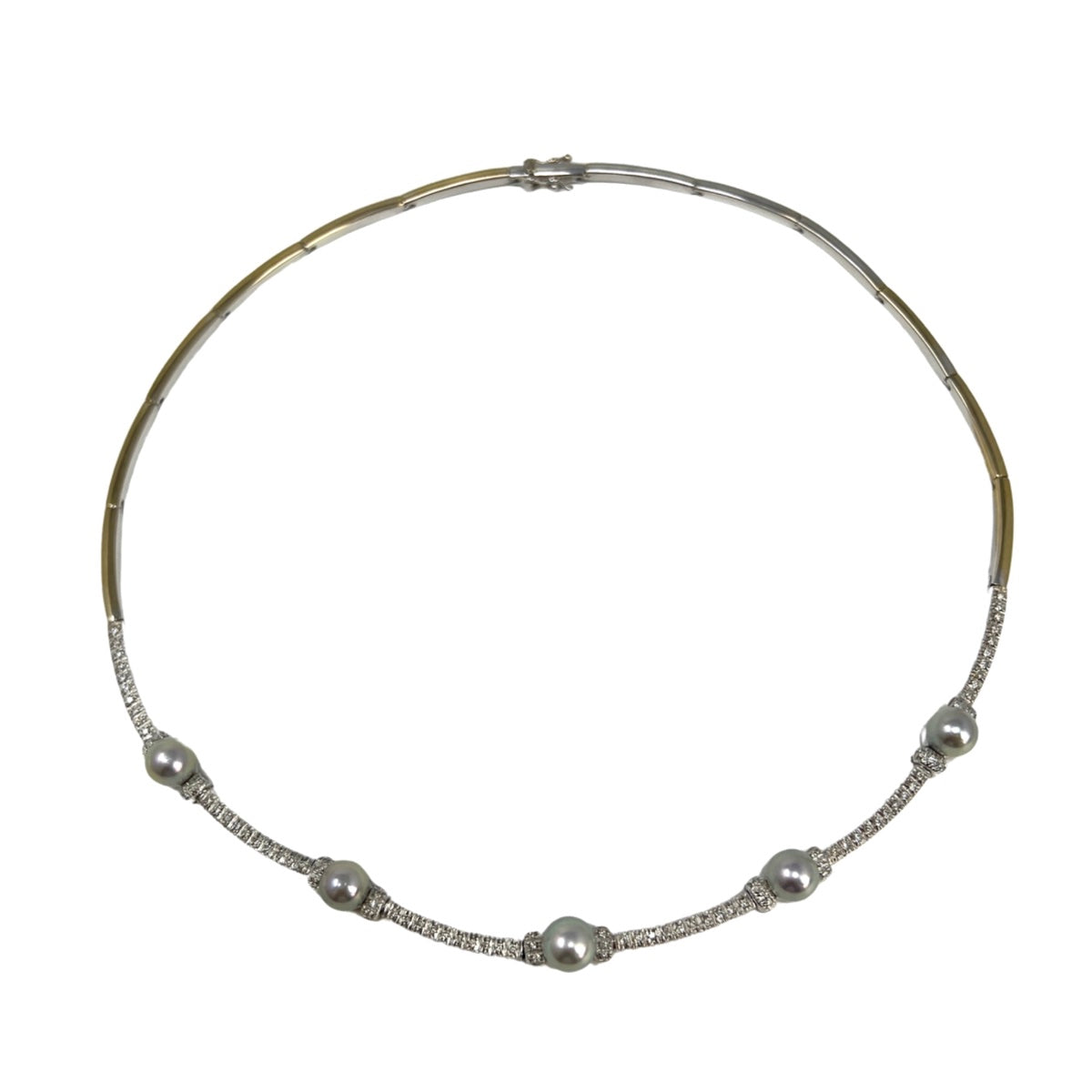 Craig Drake 18K White Gold Necklace with Gray Pearls and 90 Diamonds