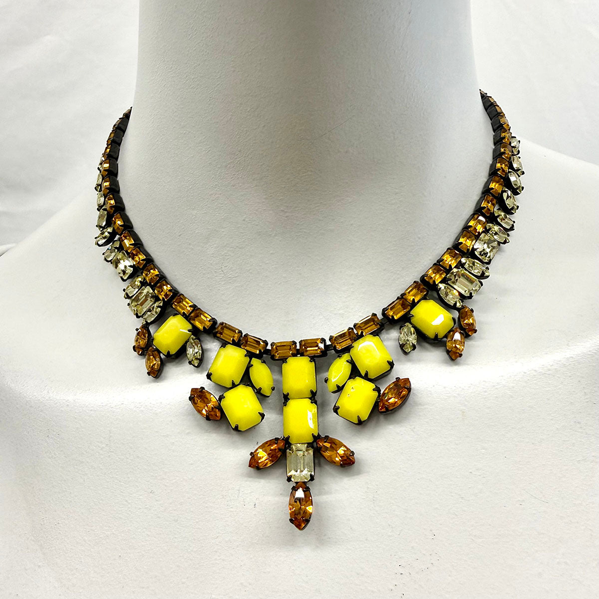 Schreiner Faceted Vintage Glass and Bead Collar Necklace