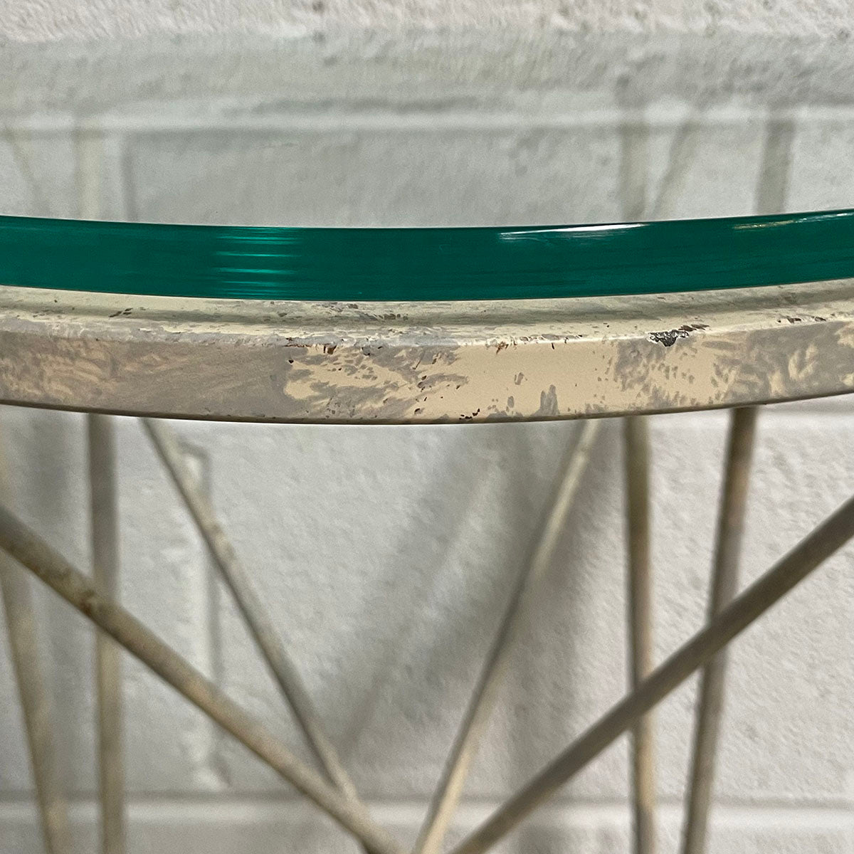 Round Glass-Top Side Table with Metal Frame