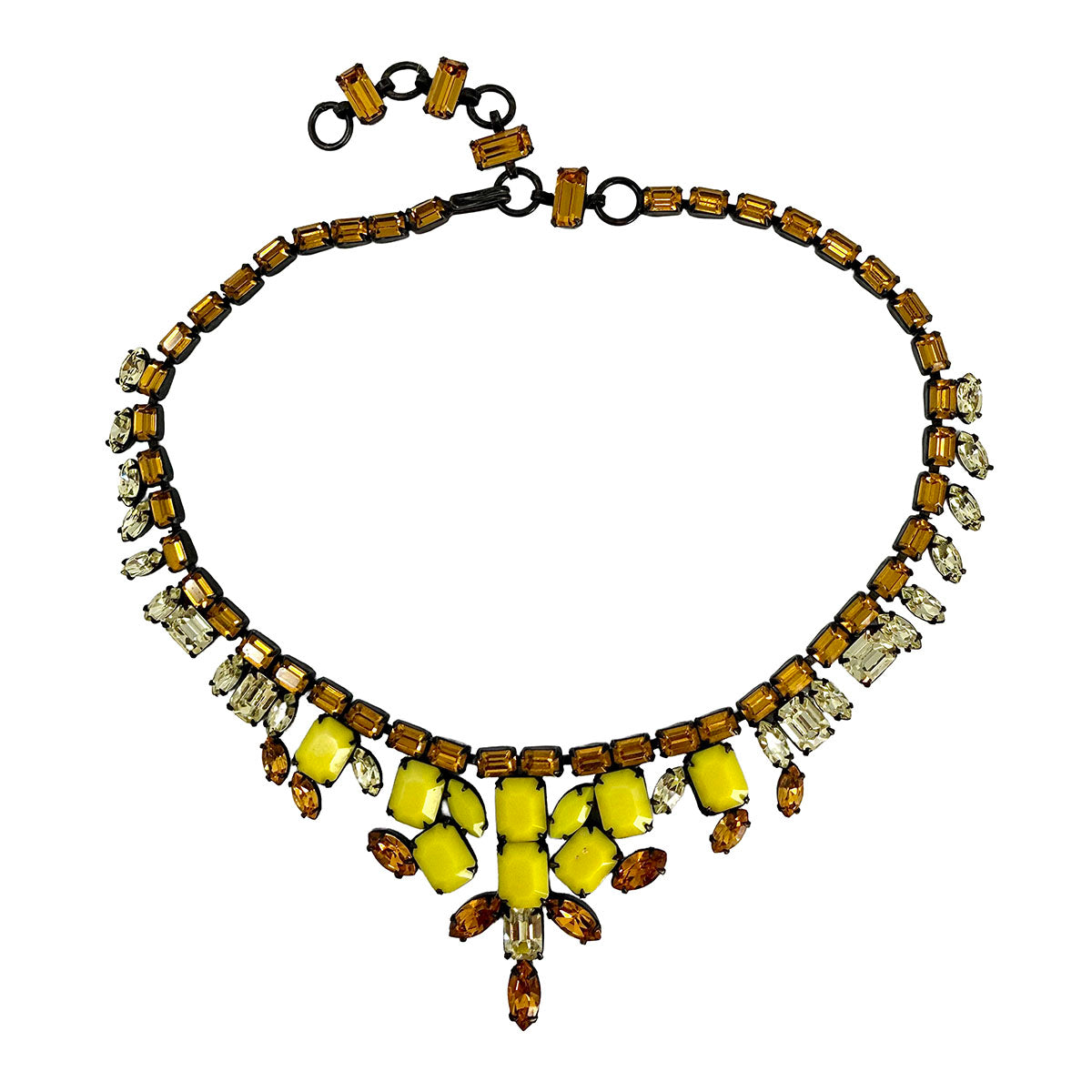 Schreiner Faceted Vintage Glass and Bead Collar Necklace