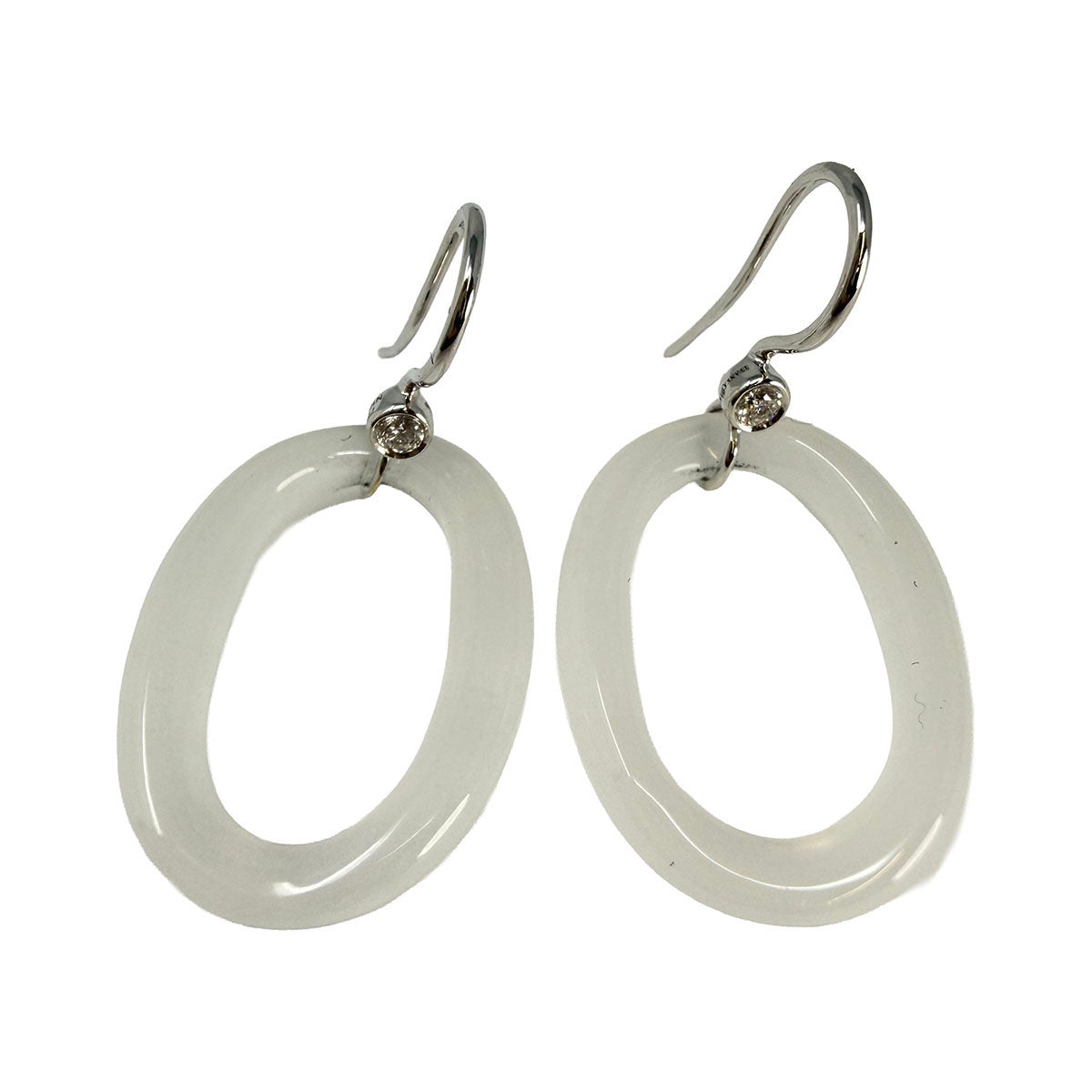 Ivanka Trump 18K White Gold Drop Earrings with Bezel Set Diamond and Lucite Hoop
