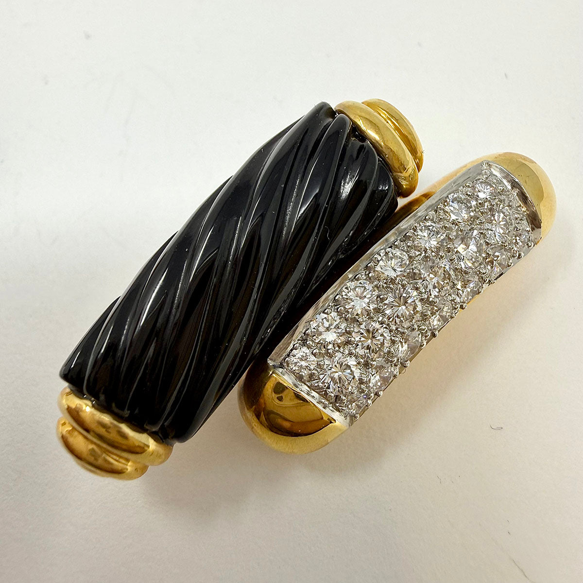 Montreaux 18K Gold and Platinum Onyx and Diamond Earrings