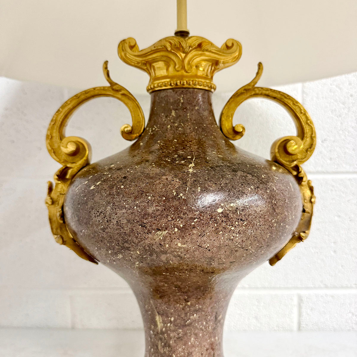Vintage Hollywood Regency Urn Table Lamp with Gilded accents with Shade
