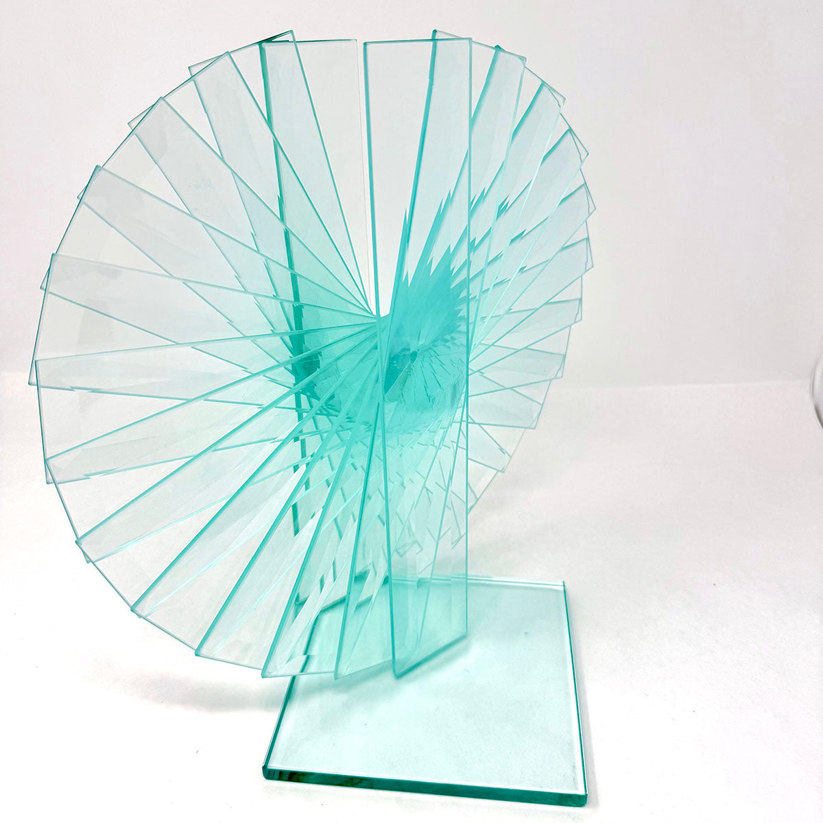 Spiral Motion Glass Sculpture, Signed