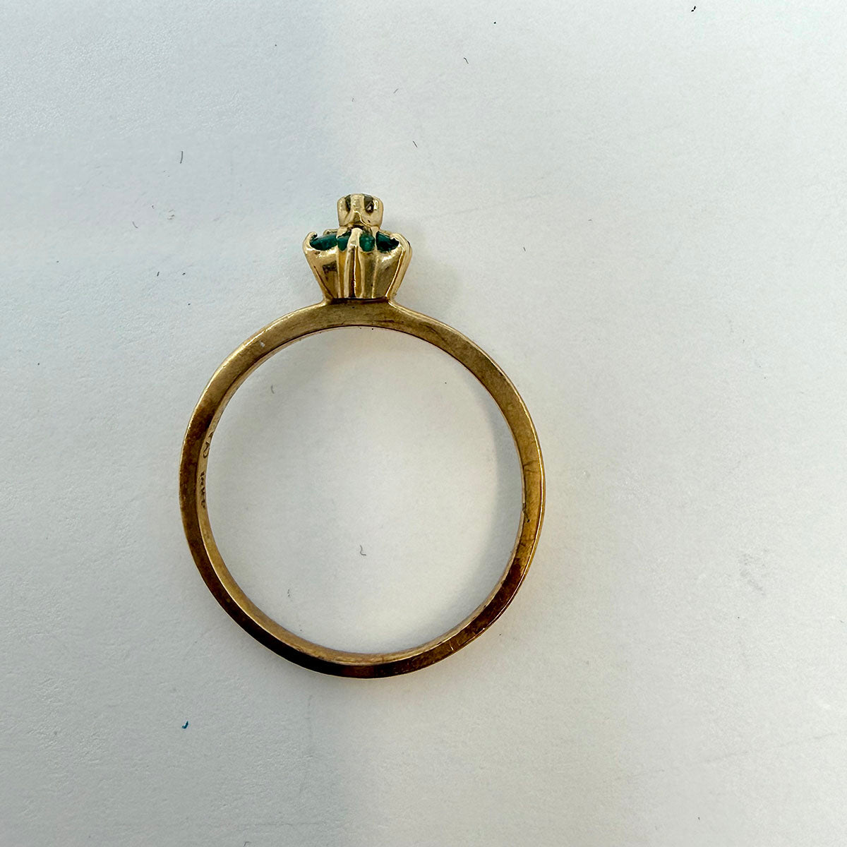 Emerald and Diamond Flower Ring