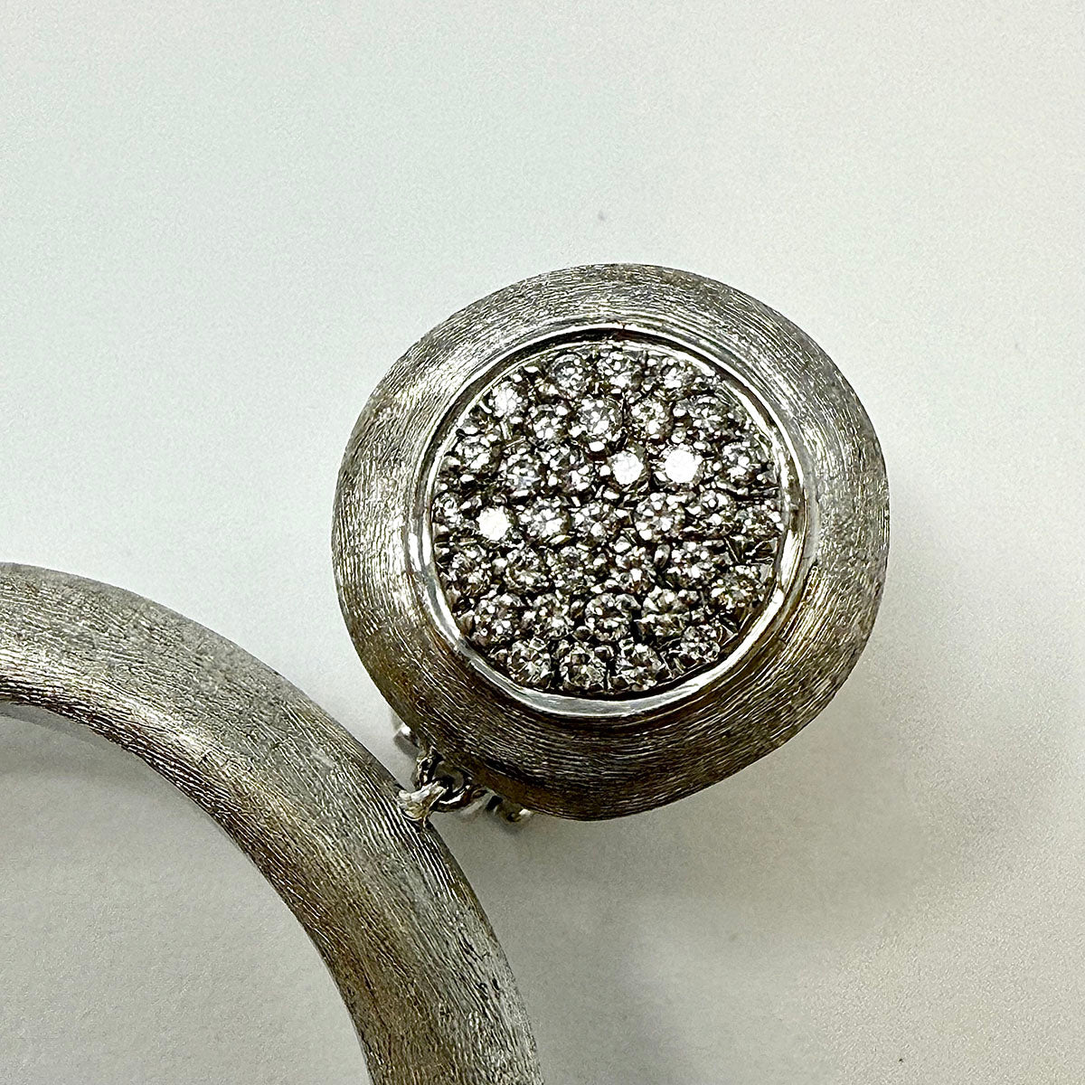 Marco Bicego 18K White Gold Brushed "Jaipur" Diamond Drop Earrings