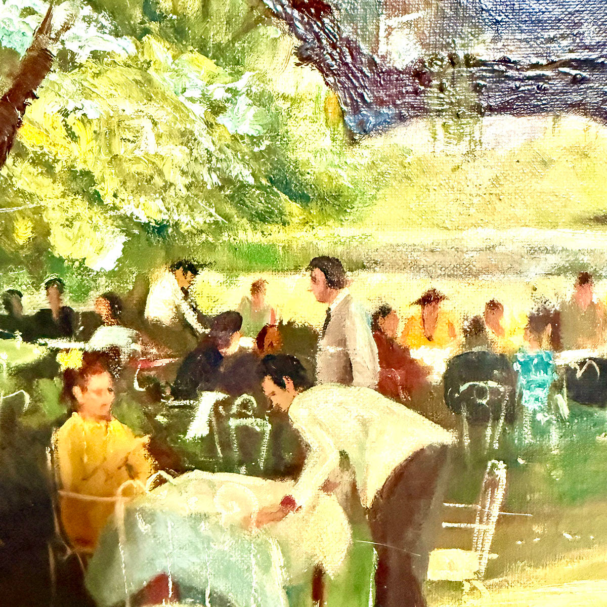 Framed Oil Painting on Board "Outdoor Patio" signed