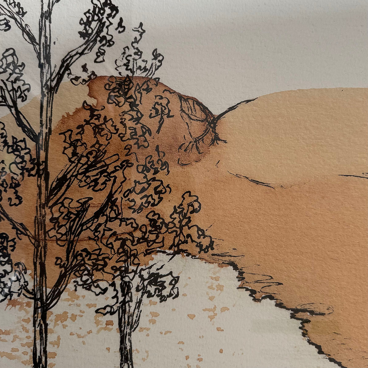 Framed Landscape  Drawing Ink on Paper unsigned