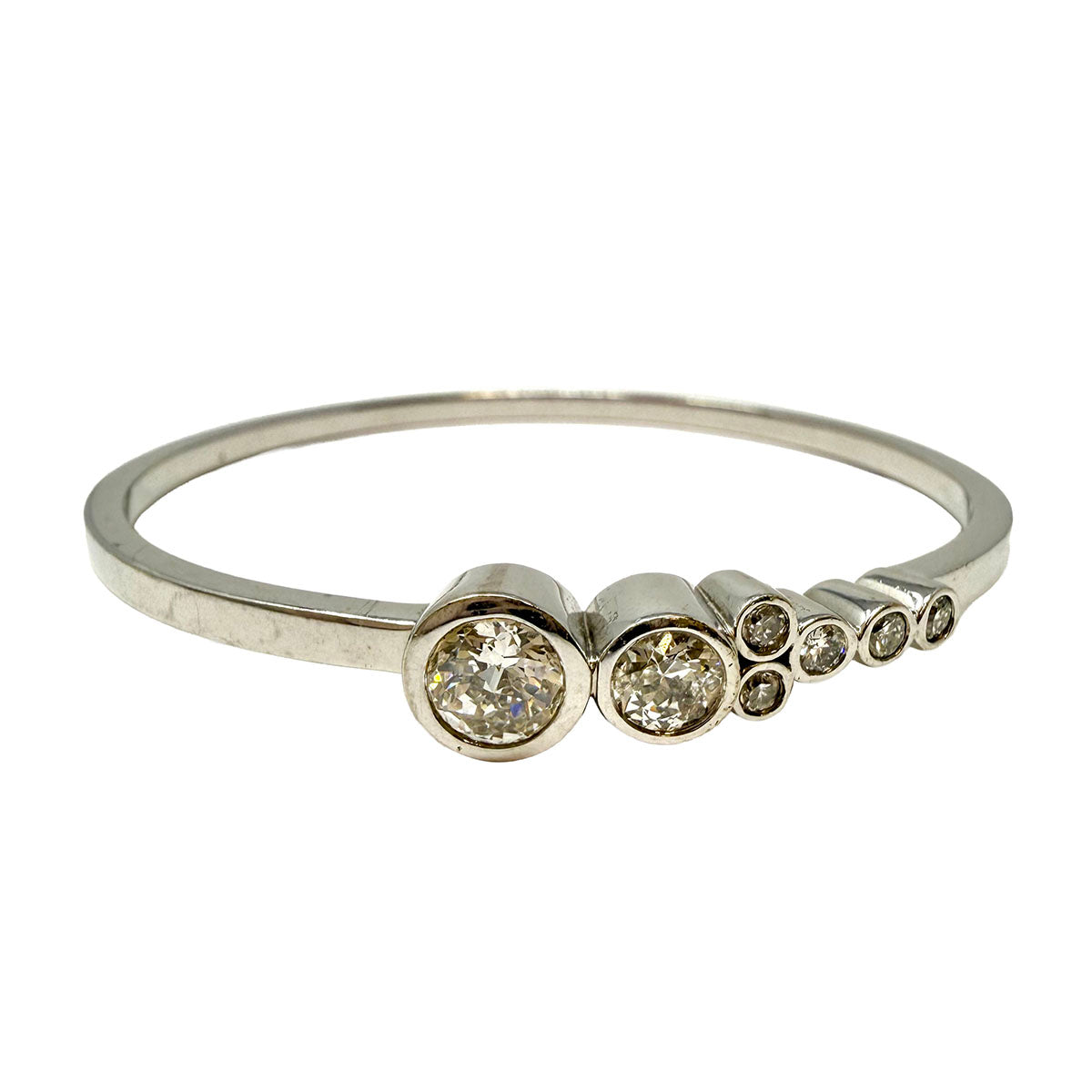 14K White Gold Diamond Bangle