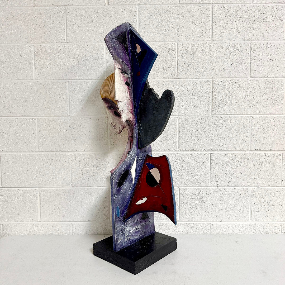 Sculpture by Jean Claude Gaugy signed Painted, carved figures on base
