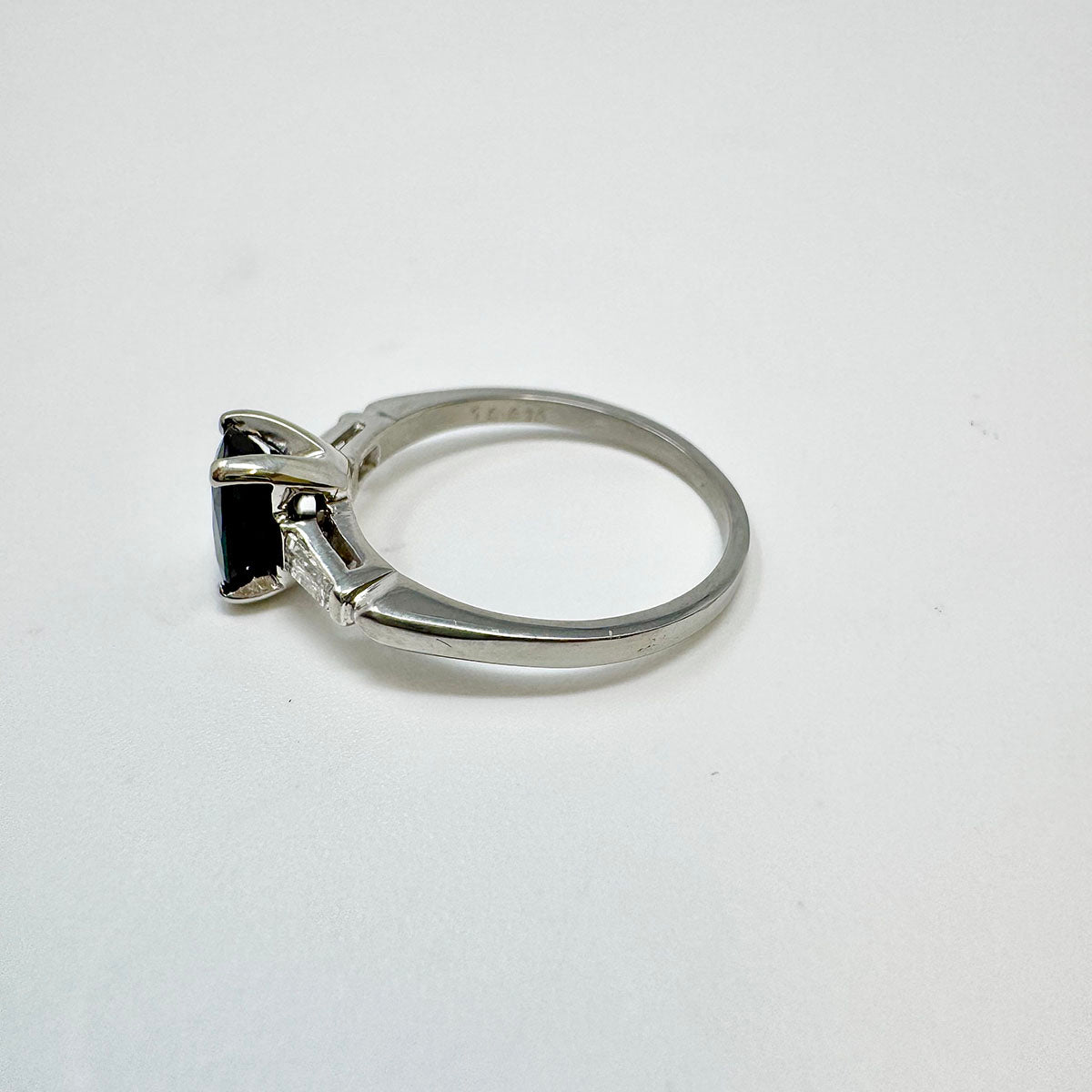 Platinum Ring with Sapphire and Diamonds