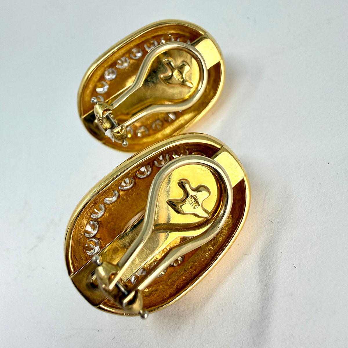Susan Berman 18K Gold with 2 Baroque Biwa Pearl and Diamond Earrings