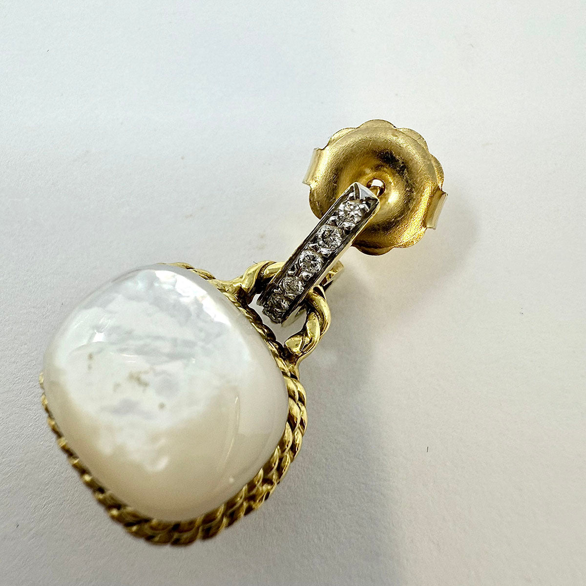Cassis 18K White Gold Mother of Pearl Drop Earrings with Diamonds