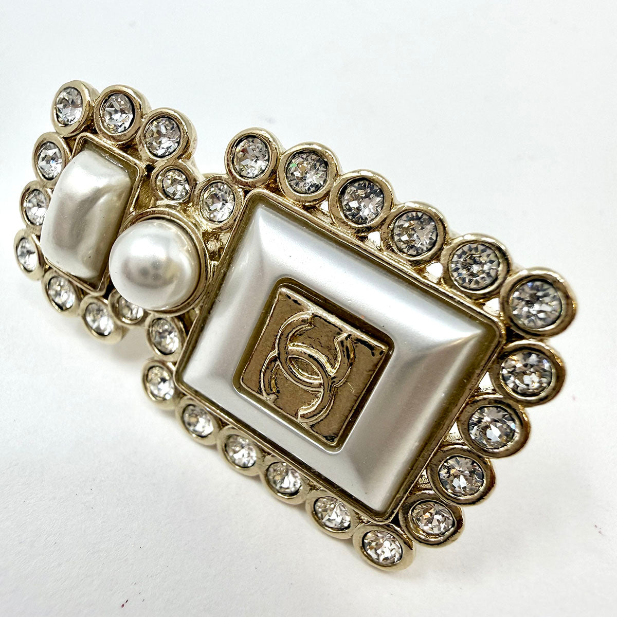 Chanel "Perfume Bottle" Pin with Faux Pearl and Crystal