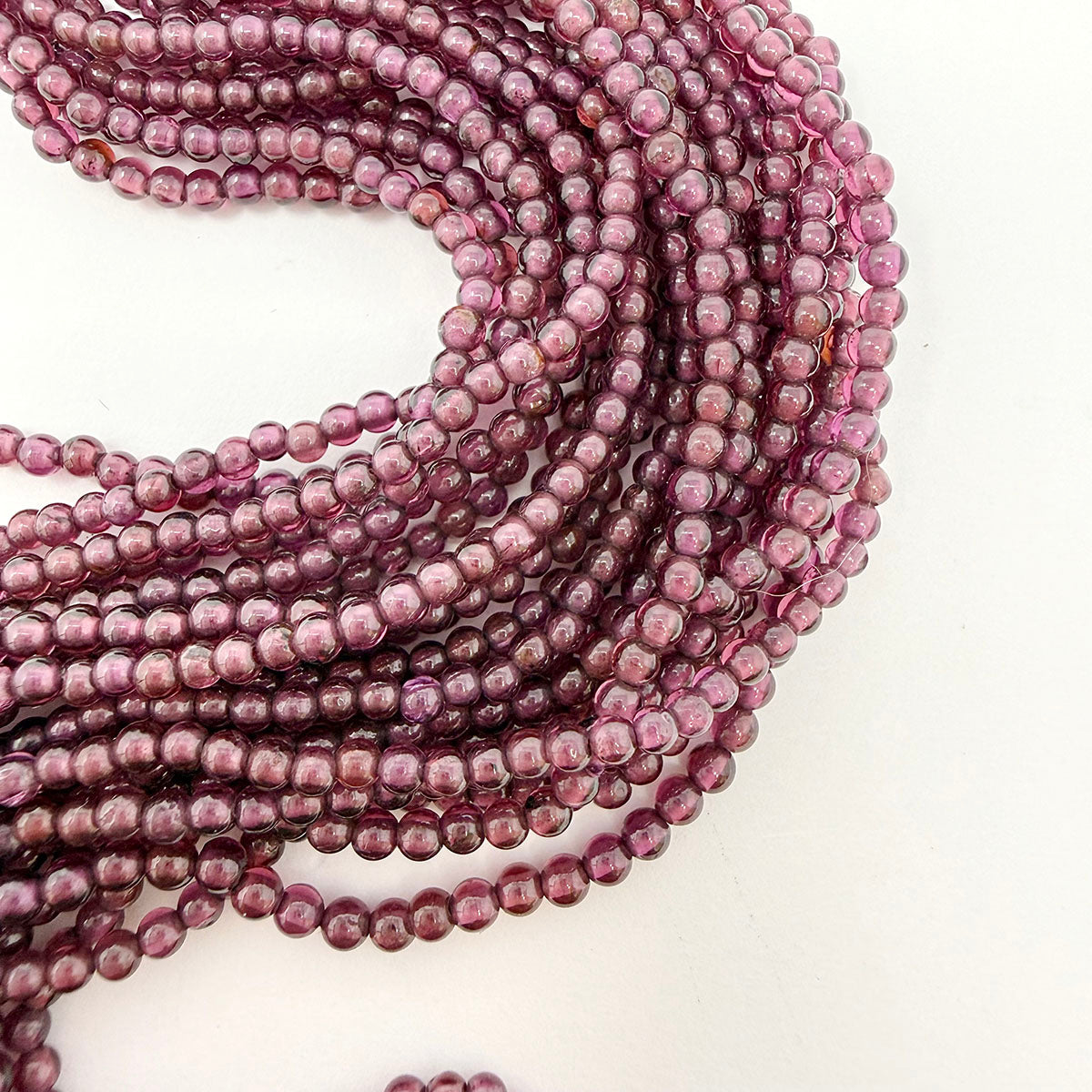 10 Strand Garnet Bead Necklace with 18K Gold Clasp with Cabochon and Diamonds