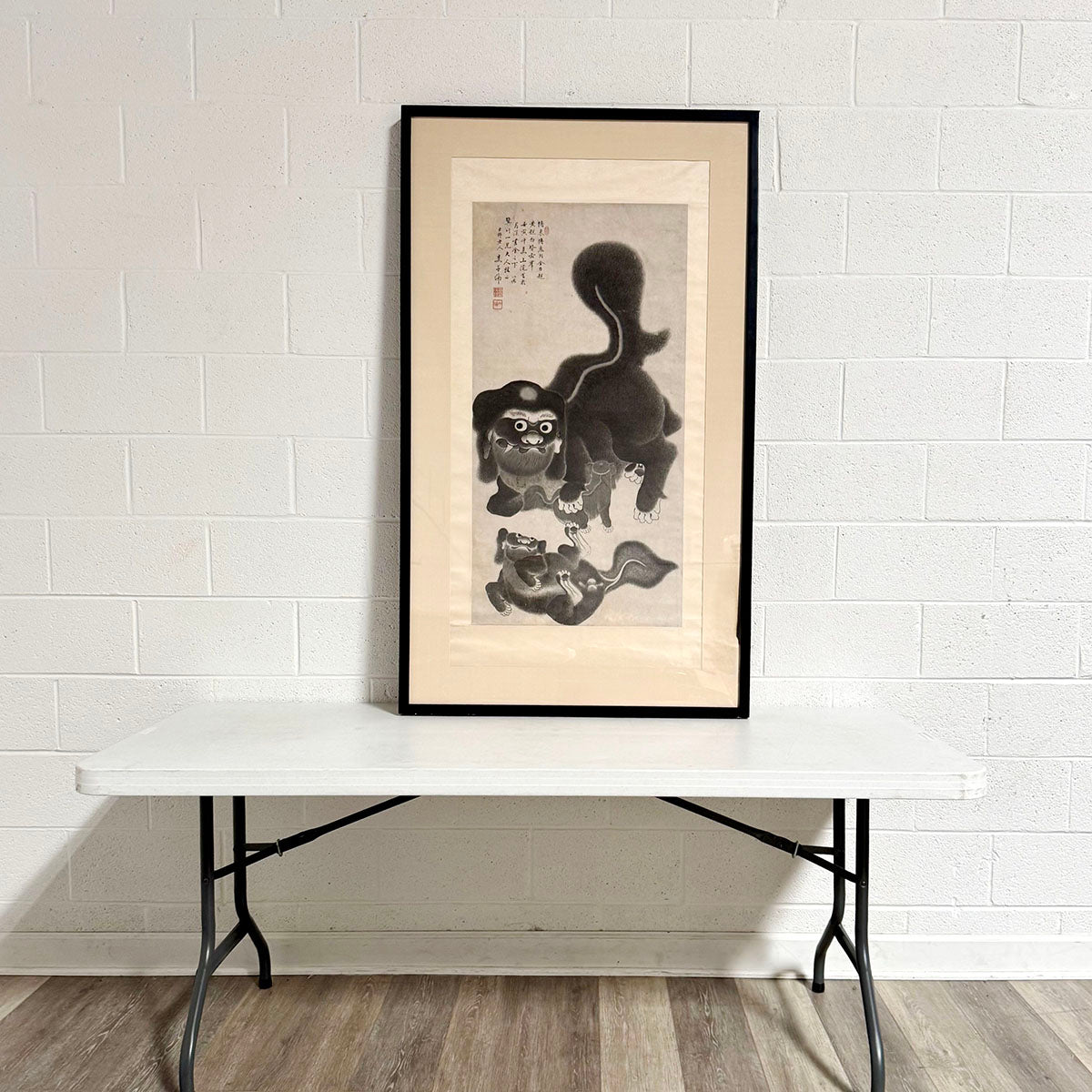 "Two Foo Dogs/Lions Playing" Signed