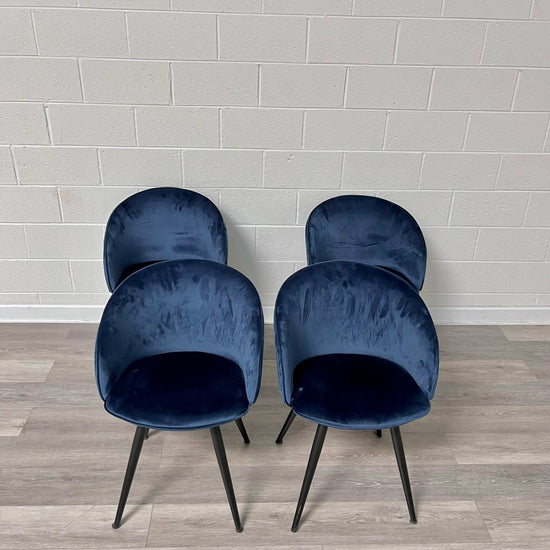 Set of 4 Blue Swivel Dining Chairs