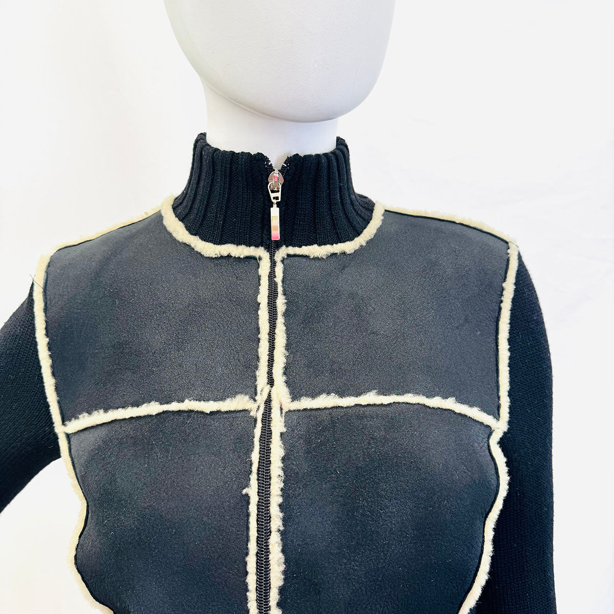 Active Cashmere Leather, Knit and Shearling Jacket