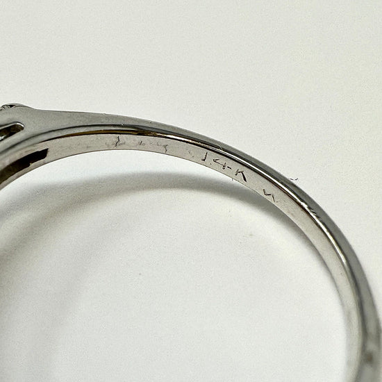 14K White Gold Ring with Marquise and 2 Baguette Diamonds