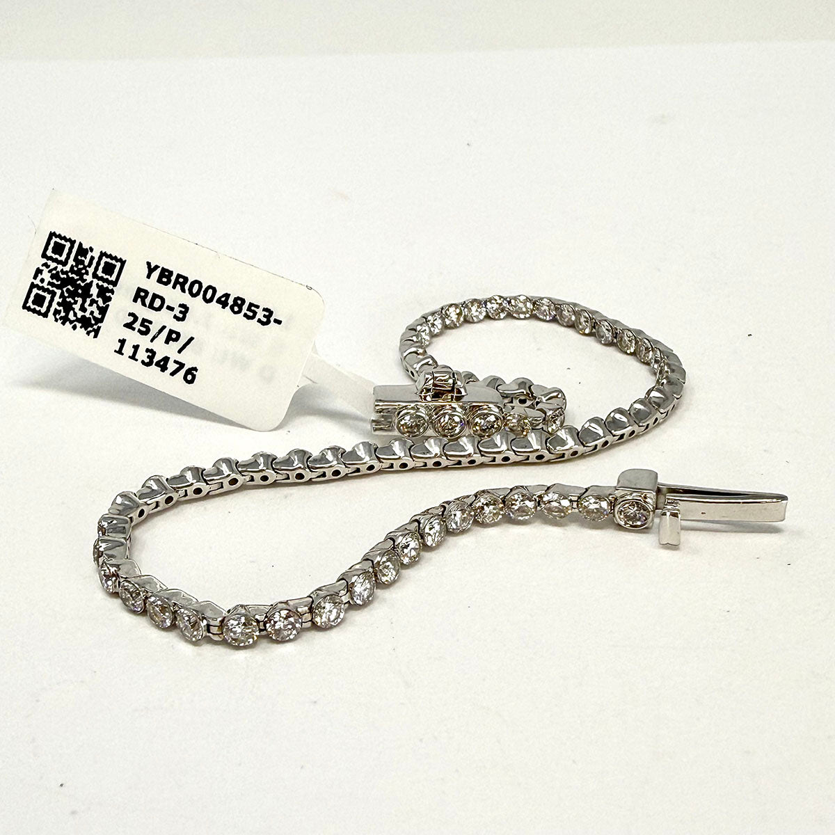 14K White Gold Bracelet with Round, Marquise and  Emerald Cut Lab  Diamonds