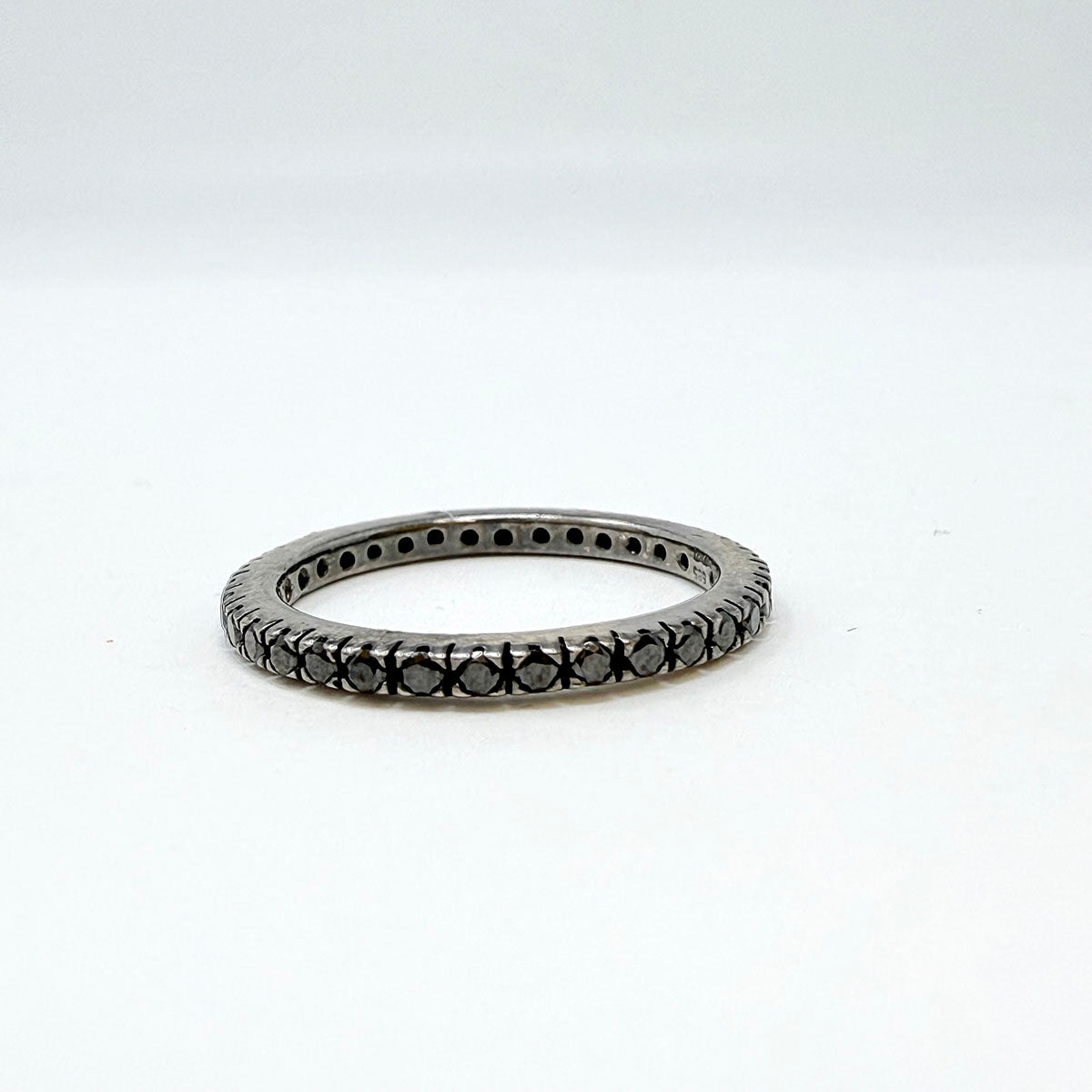14K White Gold Black Diamond Eternity Band