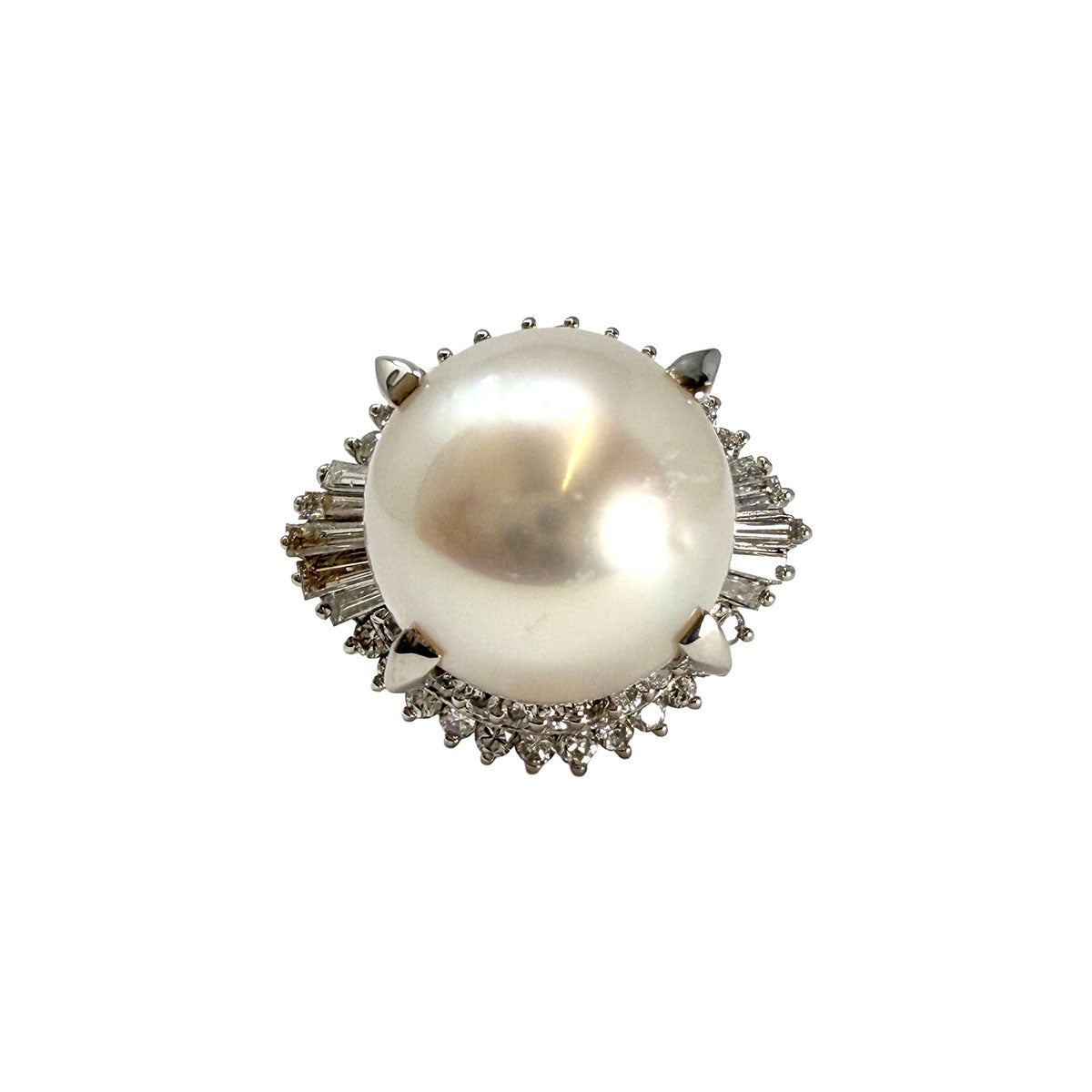 Platinum Pearl and Diamond Ring