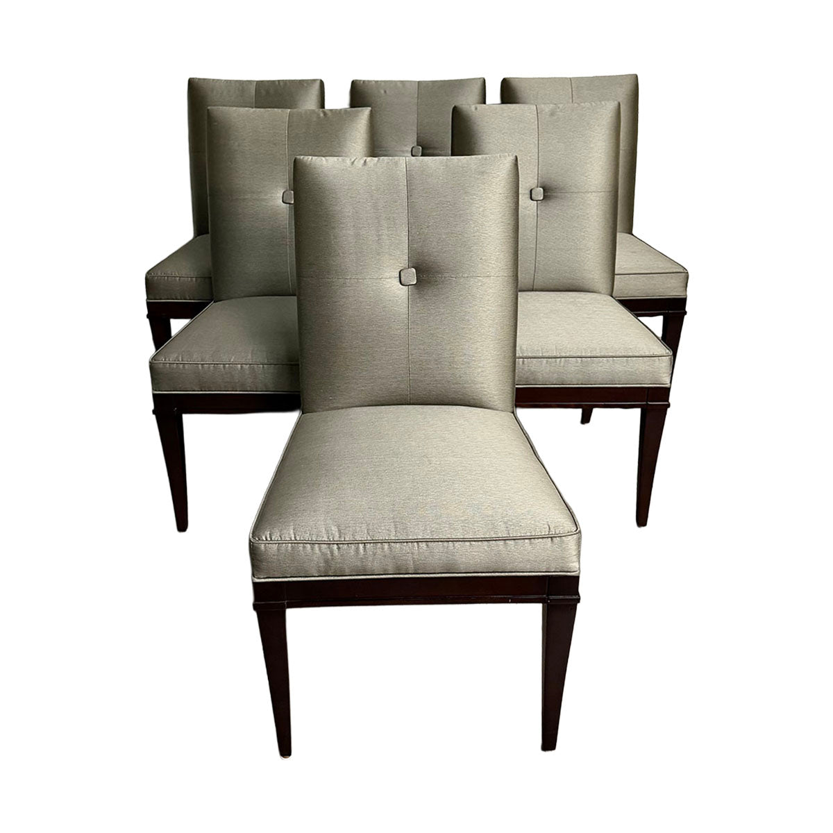 Set of 6 Interior Crafts Silk Upholstered Dining Chairs