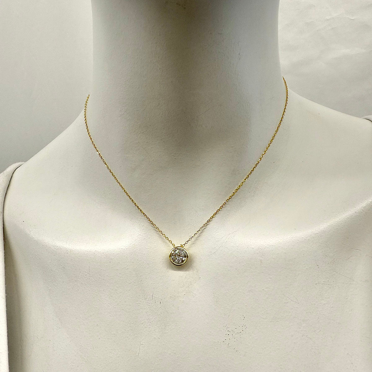 2ct Moissanite Round Bezel Set Pendant Necklace
