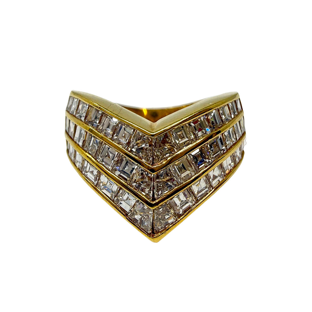18K Gold Ring  with 42 Square Cut Diamonds