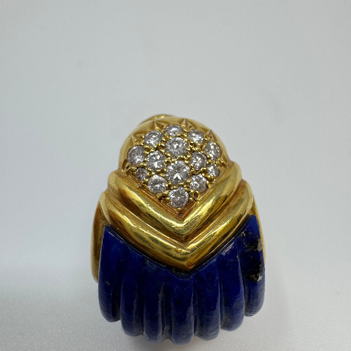 Albert Lipton 18K Gold Earrings with Lapis and Diamonds