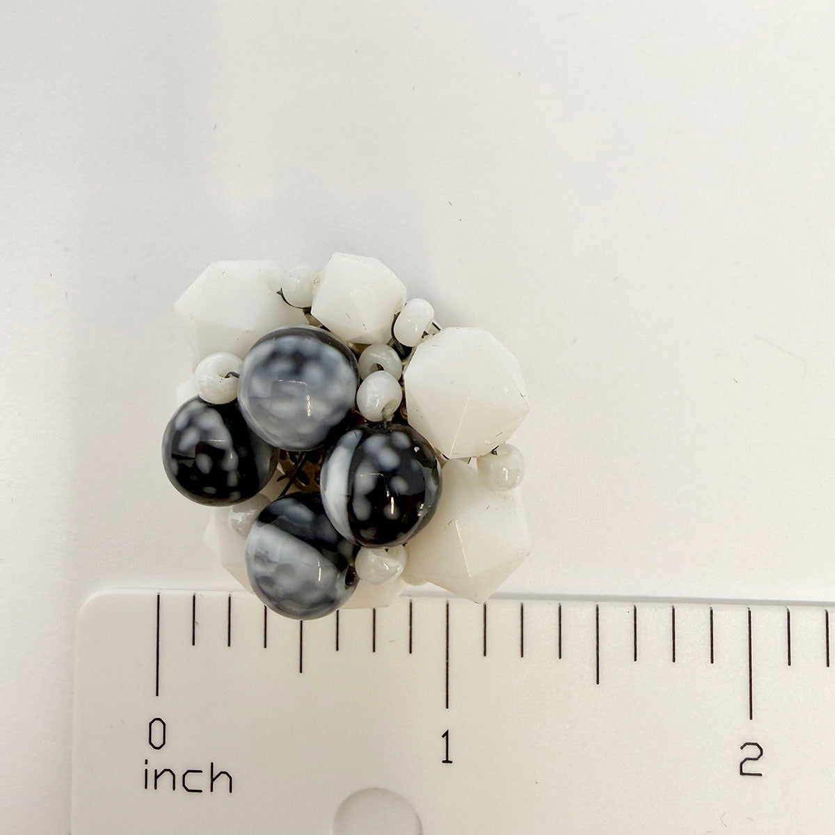 Schiaparelli White and Black Stone Clip-on Earrings
