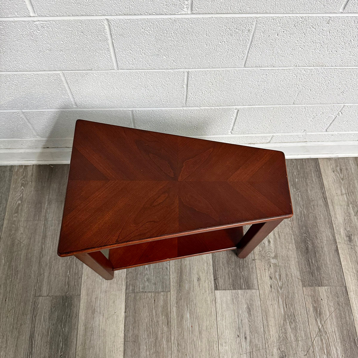 Dark Wood Tapered End Table with Lower Shelf