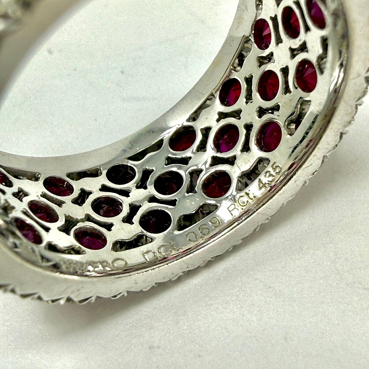 Favero 18K White Gold Eternity Ring with Ruby and Diamond