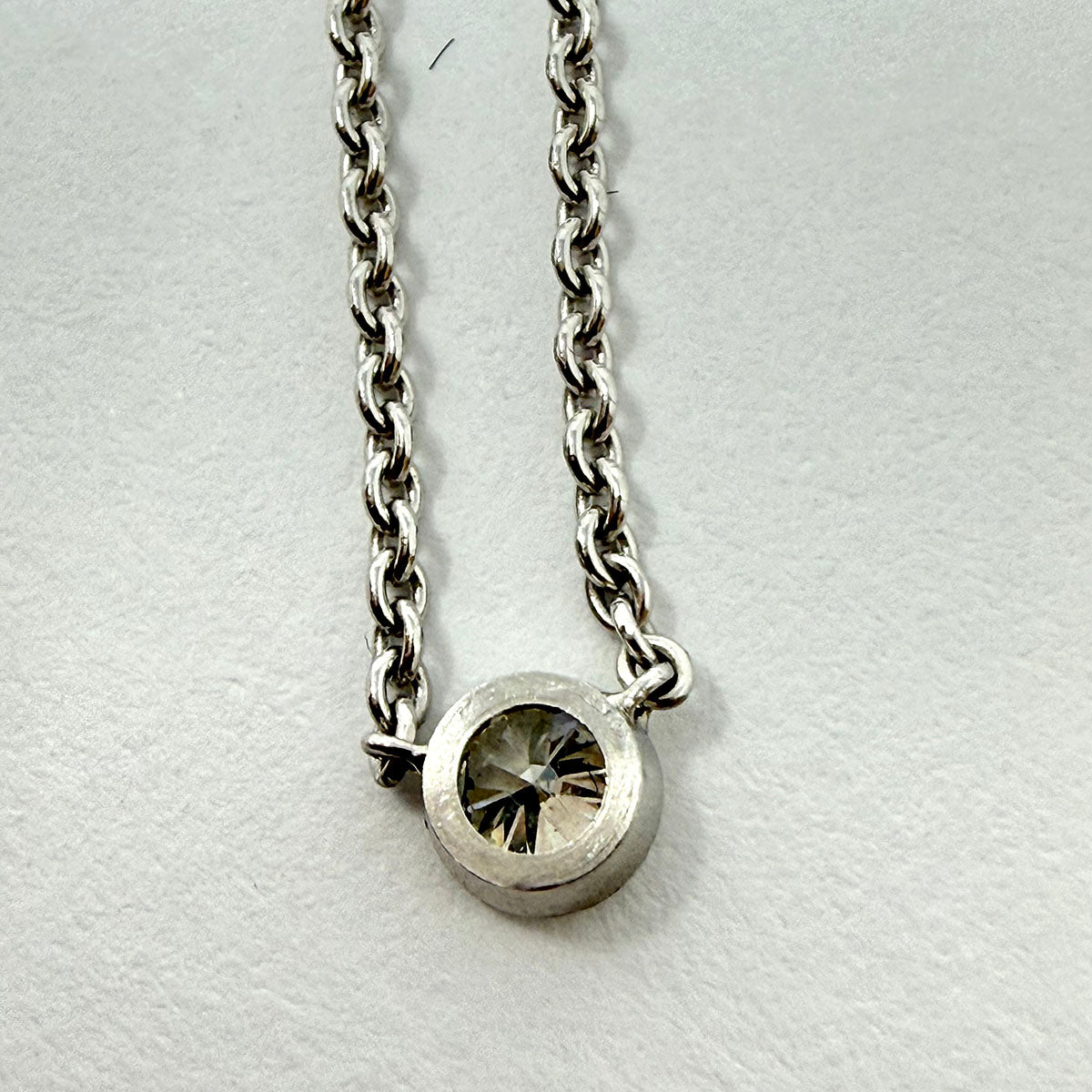 18K White Gold Bezel Set Diamond by the Yard Necklace