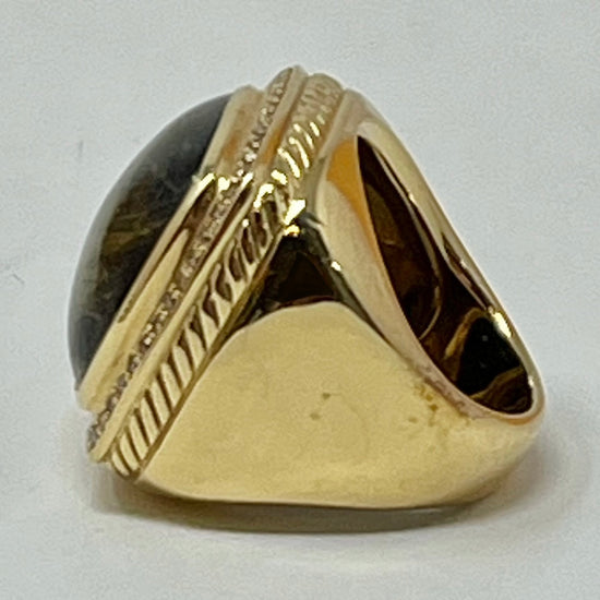 David Yurman 18K Gold Albion Ring with Mexican Opal and Diamond