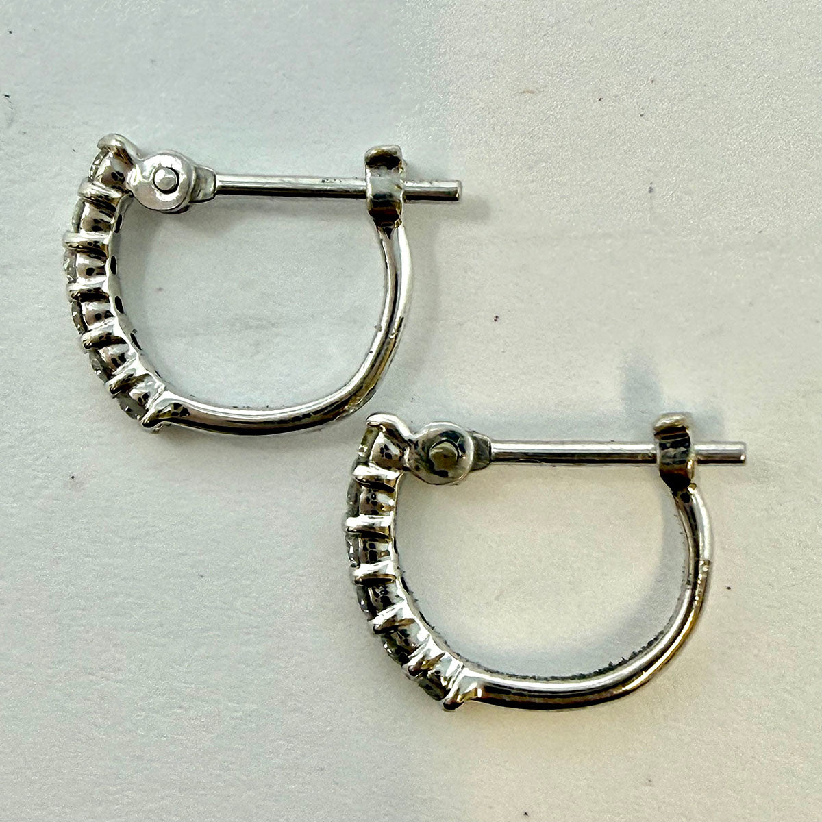 Diamond and White Gold Huggie Earrings
