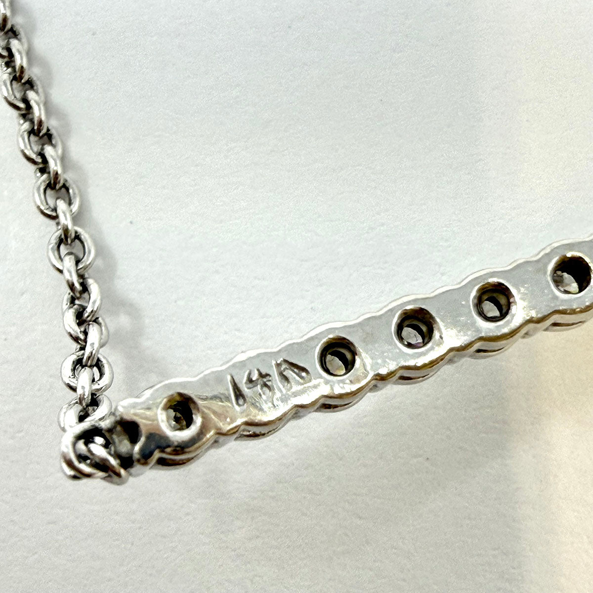 14K White Gold Diamond Bar Bracelet
