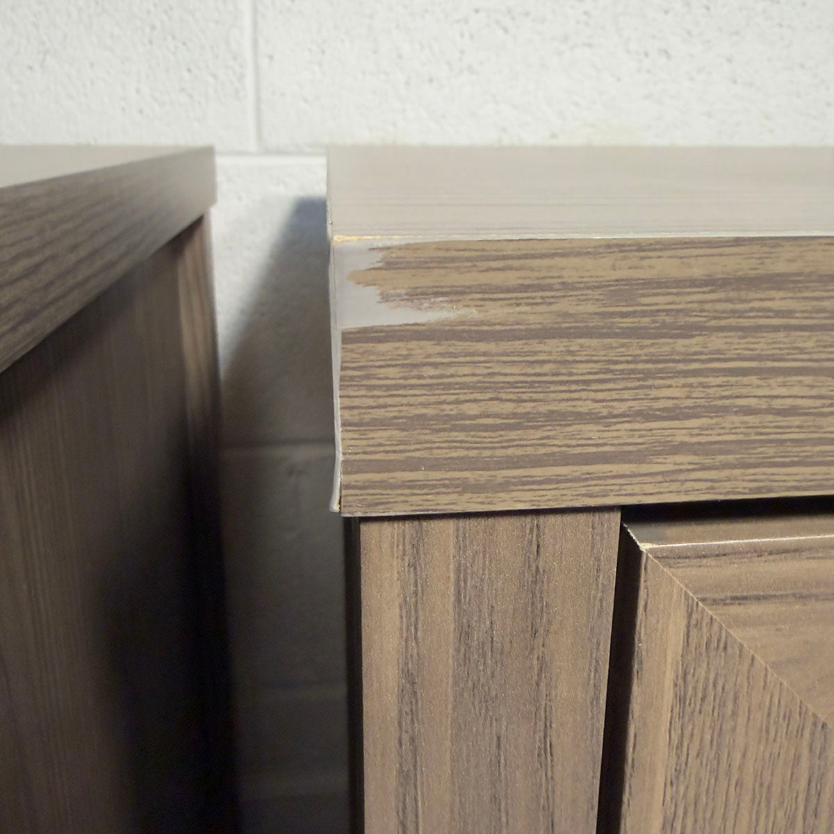 Pair Of Nightstands With Wicker Panel